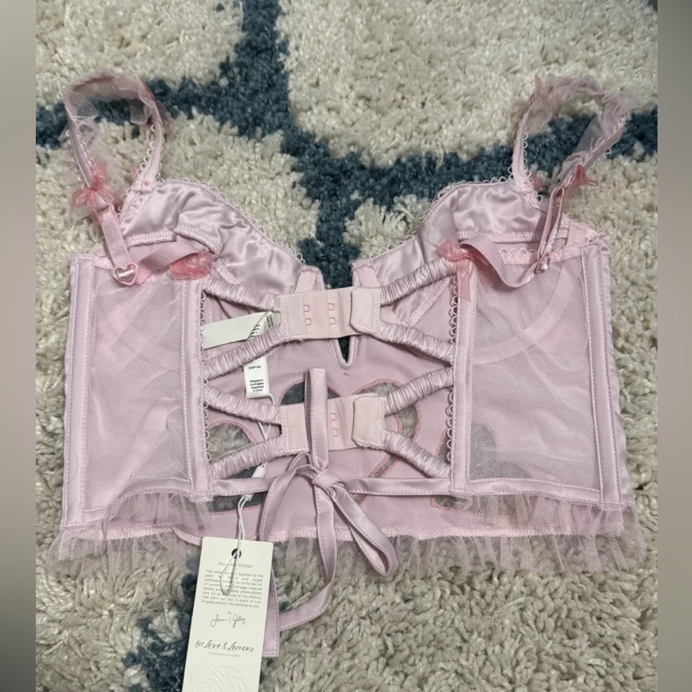 For Love and Lemons Valentines Pink Heart Bustier NWT Size Small - Picture 4 of 6